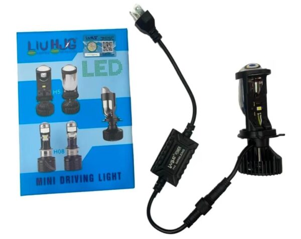 HJG original projector lens led bulb 45W Lamp H4 LED Mini Projector Lens with Fan for Bike Bulb 7000LM Conversion Kit Hi/Lo Beam Headlight 12V/24V for Motorcycle Pack Of 1(White)